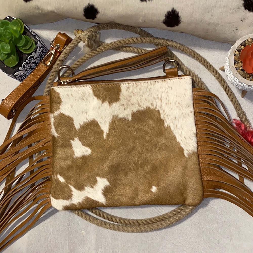 New Handmade Real Cowhide Leather Crossbody Purse Handbag Hair On